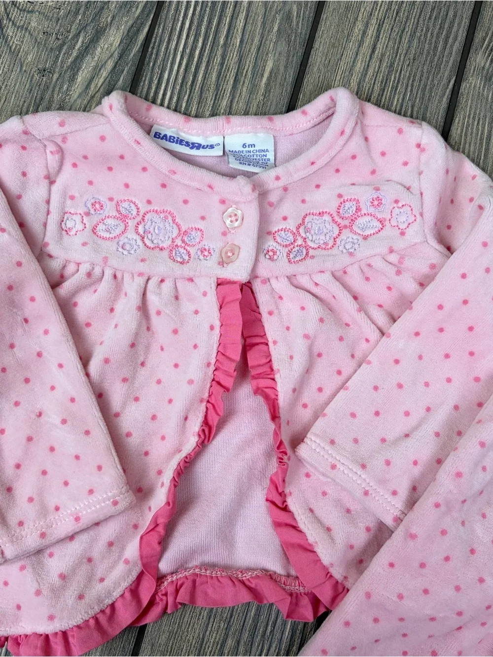 Vintage Y2K Babies R Us Pink Velvet Baby Set Sz 6 months